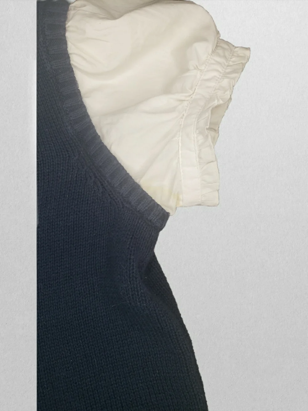 The Children's Place Navy Knit Vest with Cream Ruffled Blouse